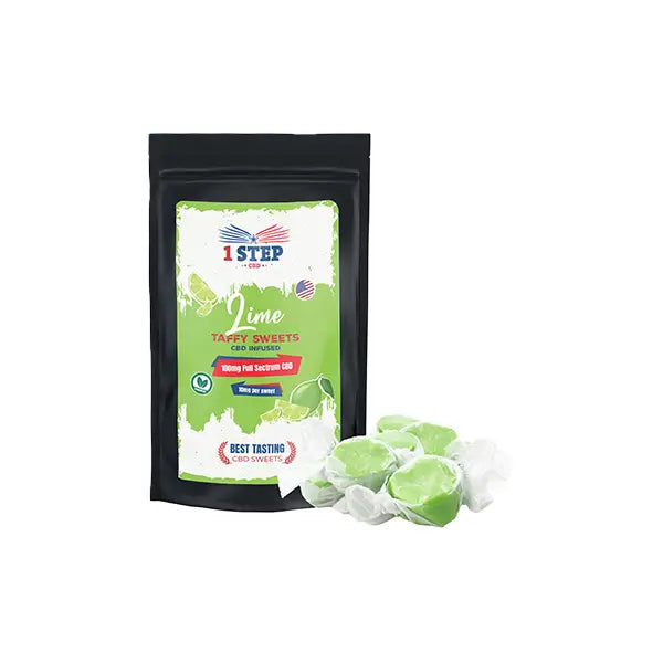 1 Step CBD 100mg Full Spectrum CBD Lime Taffy Grab Bag - 60g - CBD Products