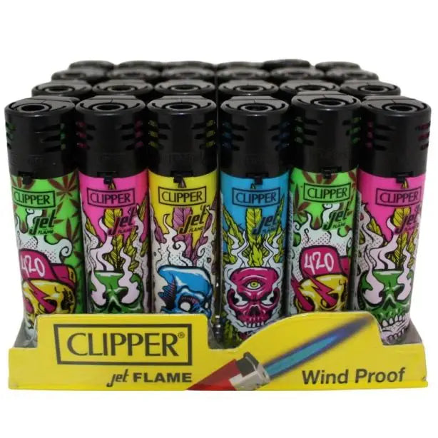 24 Clipper CKJ Classic Large Electronic Jet Flame High Skulls Lighters - CKJ3B061UKH - Smoking Products