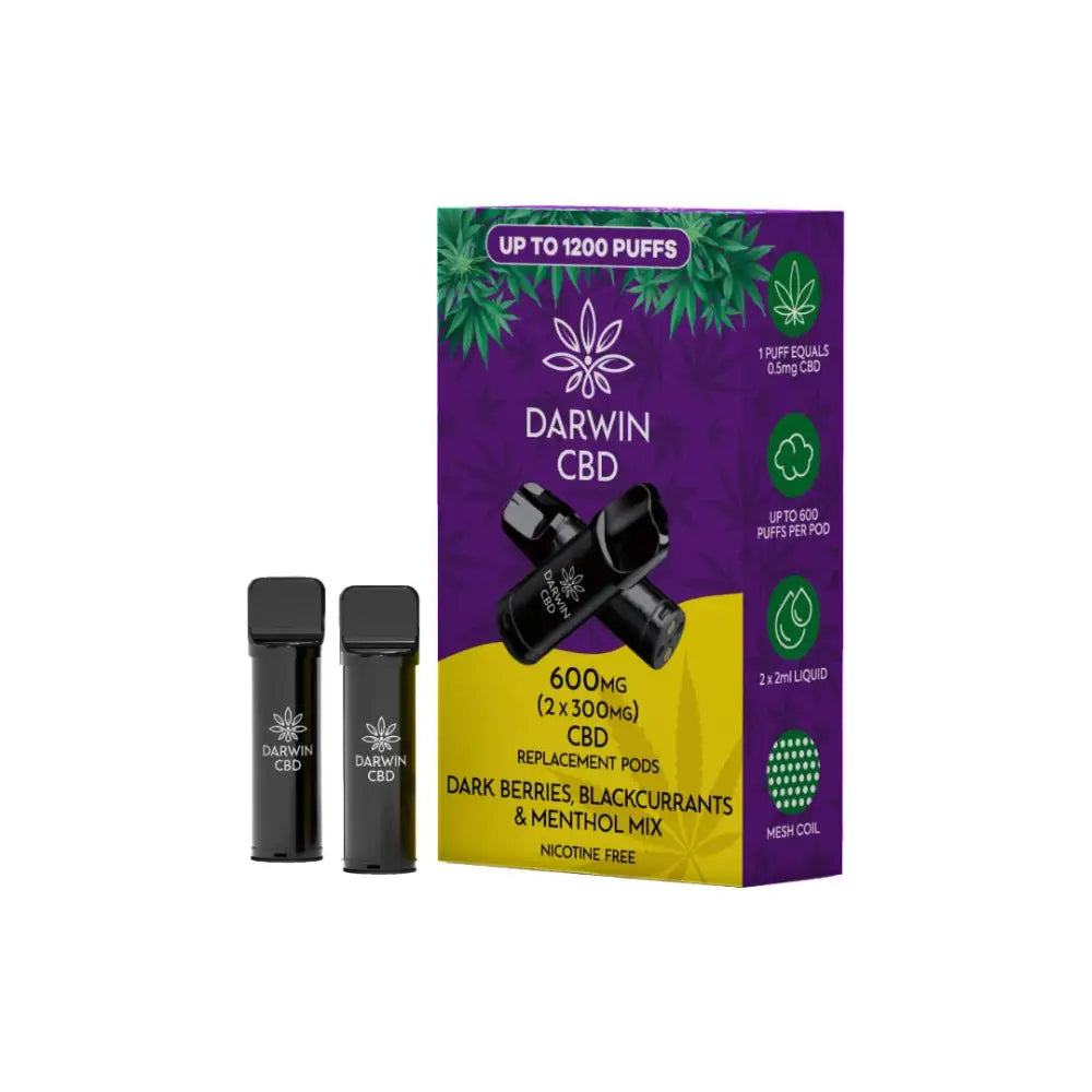 600mg Darwin CBD Prefilled Replacement Pods 1200 Puffs - 2 Pcs - CBD Products