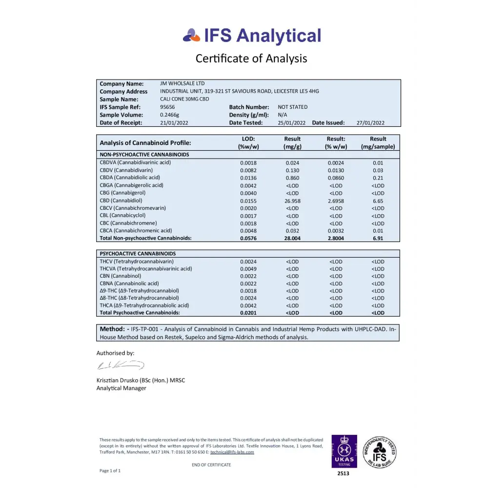 CALI CONES Goji Berry 30mg Full Spectrum CBD Infused Cone - Blue Dream - OWN