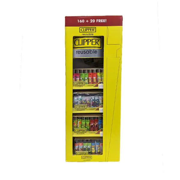 Clipper CP11RH 4 Tier Comboshape CDU 160 + 20 Mixed Design Lighters - CL3I128UKH - Smoking Products