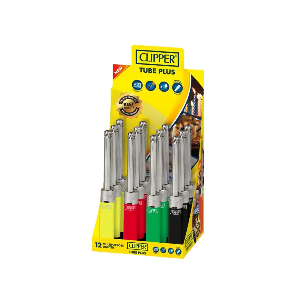 Clipper Tube + Open Display Mixed Colours Lighters - TUB1S000UK - 12 Lighters - Smoking Products