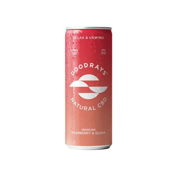 Goodrays 30mg CBD Raspberry and Guava Seltzer can front view
