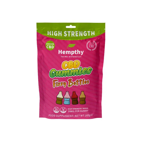 Hempthy 1000mg CBD Fizzy Bottles Gummies - 50 Pieces - CBD Products