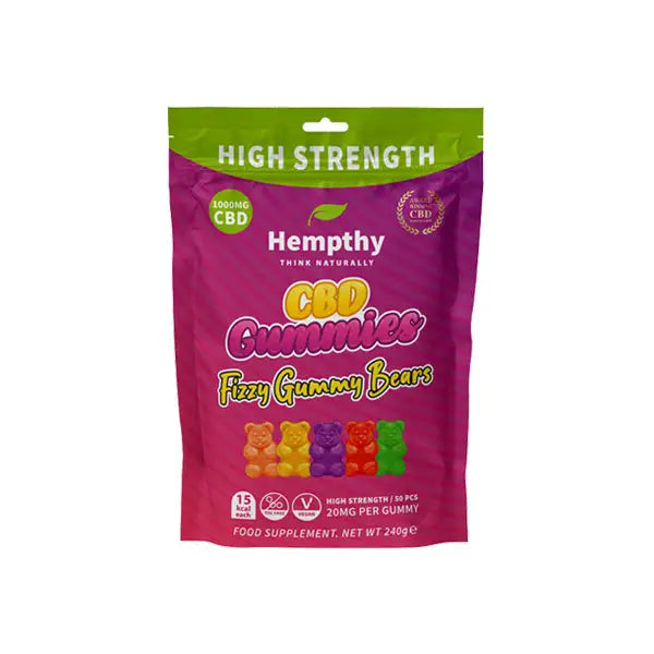 Hempthy 1000mg CBD Fizzy Gummy Bears Gummies - 50 Pieces - CBD Products