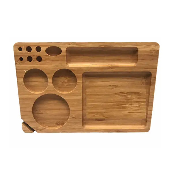 Medium Wooden Rolling Tray with Compartments - TRY-B230x155 - Smoking Products