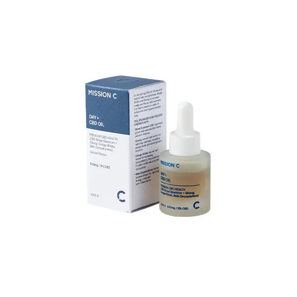 Mission C Day and 500mg CBD Oil 10ml bottle for wellness and relaxation