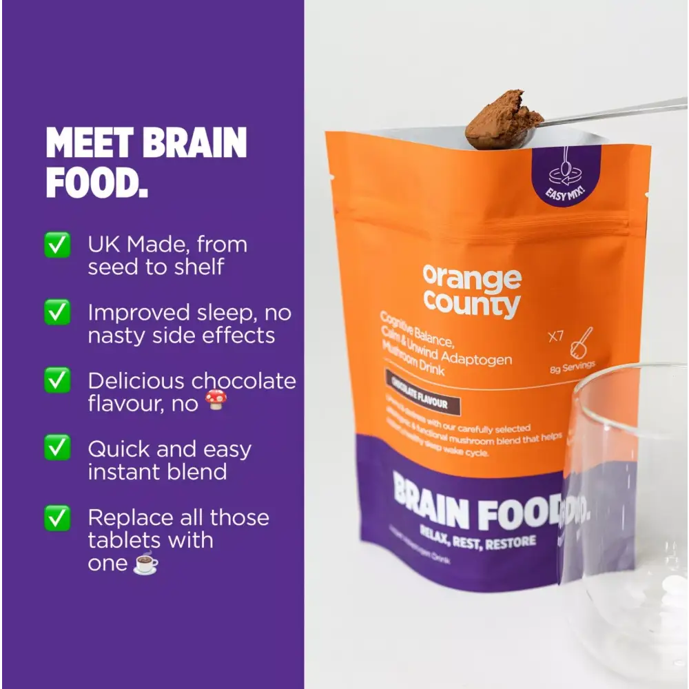 Orange County Calm & Unwind Adaptogen Brain Food Hot or Cold Chocolate Mushroom Drink (Sample Size) - 58g - Nootropics