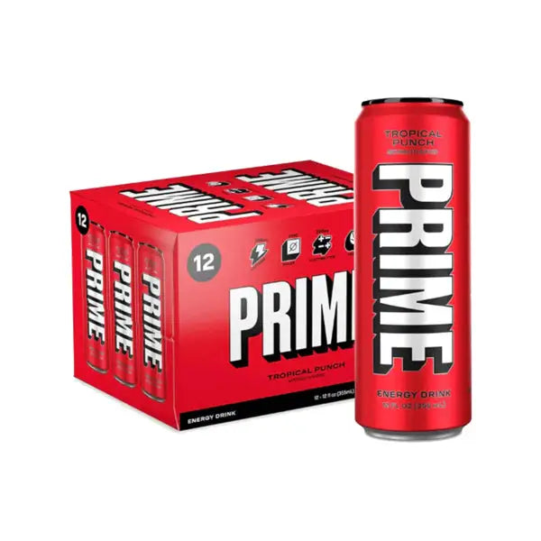 PRIME Energy USA Tropical Punch Drink Can 355ml - Past Best Before date - American Confectionary
