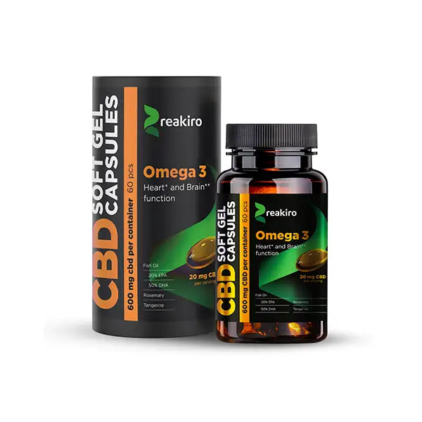 Reakiro 600mg CBD Full Spectrum Omega 3 Capsules - 60 Caps - CBD Products