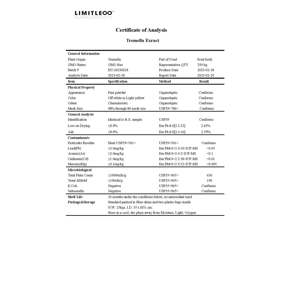 The Shroom Shop Tremella Mushroom 45000mg Capsules - 90 Caps - CBD Products