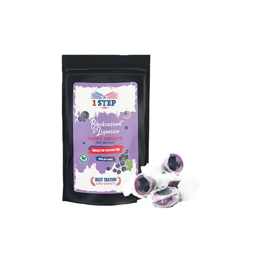 1 Step CBD 100mg Full Spectrum CBD Blackcurrant & Liquorice Taffy Grab Bag - 60g - CBD Products