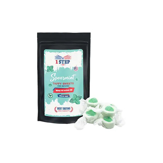 1 Step CBD 100mg Full Spectrum CBD Spearmint Taffy Grab Bag - 60g - CBD Products
