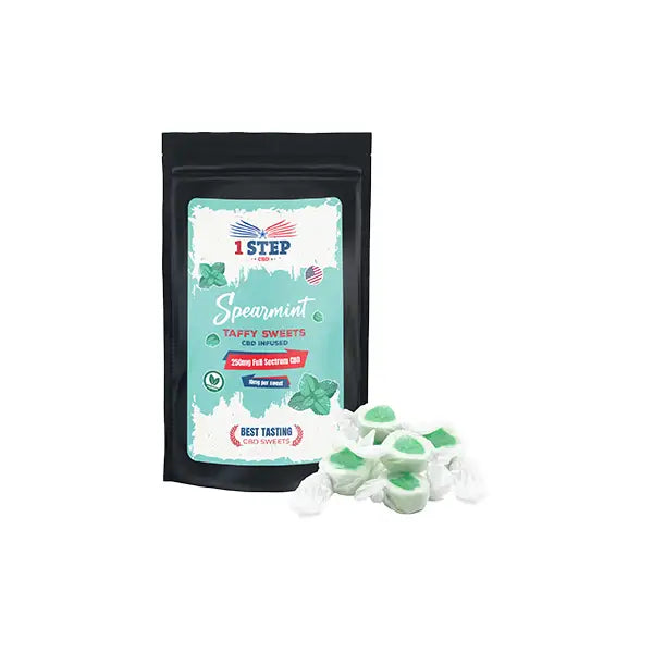 1 Step CBD 250mg Full Spectrum CBD Spearmint Taffy Grab Bag - 150g - CBD Products