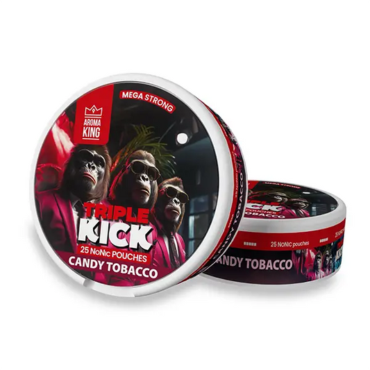 100mg Aroma King Triple Kick NoNic Pouches - 25 Pouches - Candy Tobacco - Smoking Products