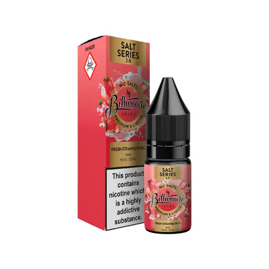 10mg Billionaire Juice Salt Series 2.0 10ml Nic Salts (50VG/50PG) - Fresh Strawberries - Vaping Products
