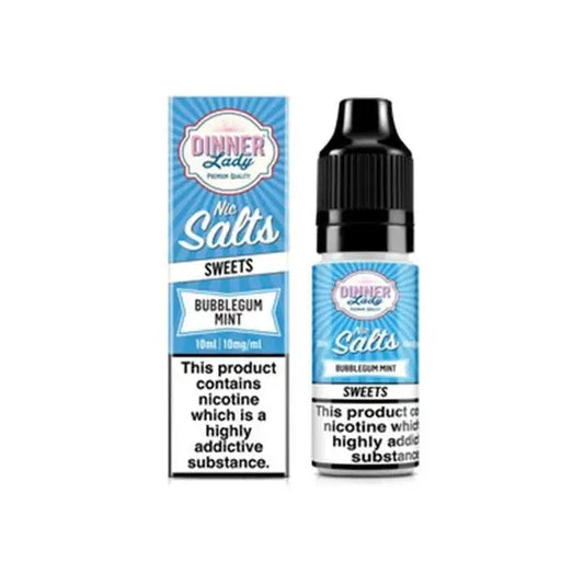 10mg Dinner Lady 10ml Nic Salts (50VG/50PG) - Bubblegum Mint - Vaping Products
