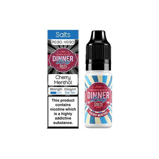 10mg Dinner Lady Menthol Salts 10ml Nic Salts (50VG/50PG) - Cherry Menthol - Vaping Products