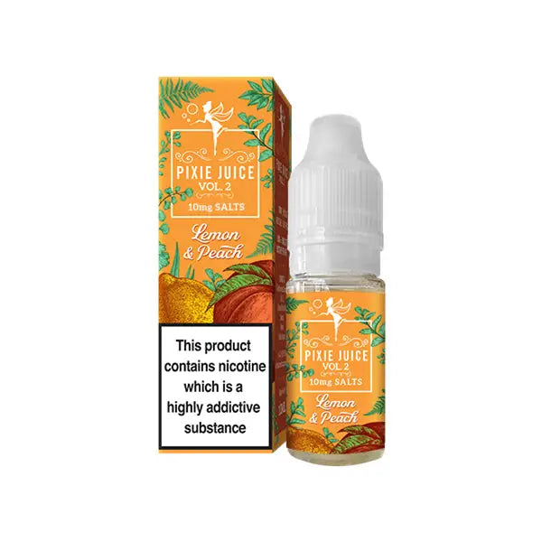 10mg Pixie Juice Volume 2 10ml Nic Salts (50VG/50PG) - Lemon & Peach - Vaping Products