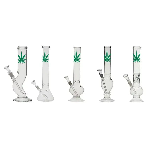 12’’ Small Leaf Glass Bong Mix Designs - GB-37 - Smoking Products