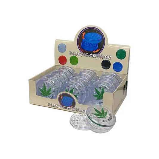 12 x 3 Parts Plastic Clear Amsterdam Grinder - SMK033A - Smoking Products