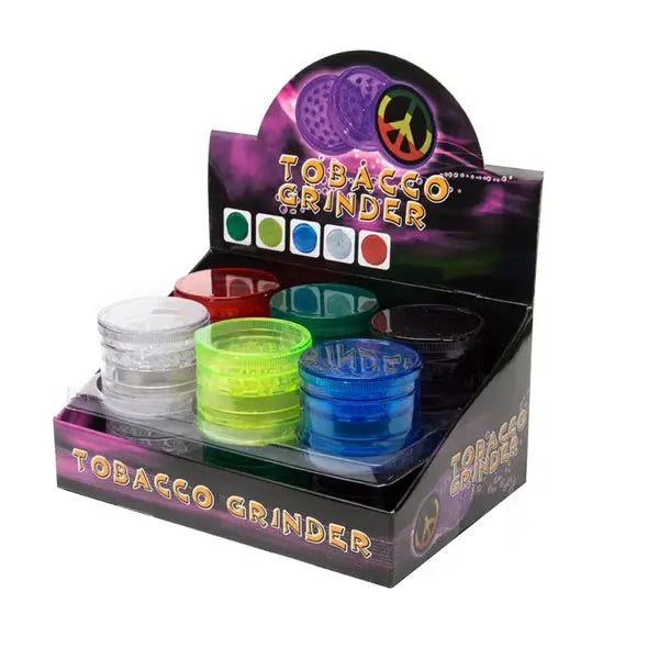 12 x 5 Parts Plastic Plain 60mm Grinder - HX224 - Smoking Products