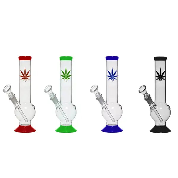 12 x 8’’ Small Leaf Design Glass Bong - GB48 - Smoking Products