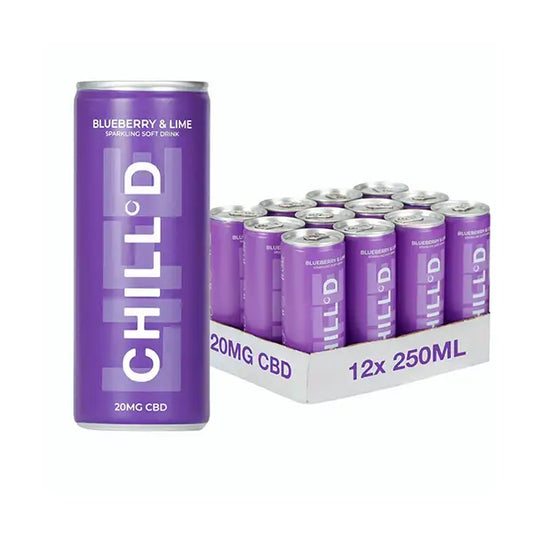 12 x CHILL°D 20mg CBD Sparkling 250ml Blueberry & Lime - CBD Products