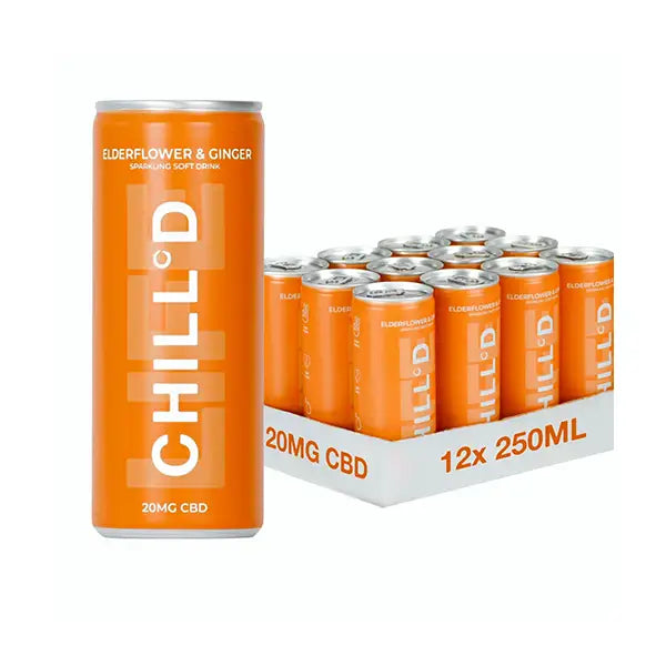 12 x CHILL°D 20mg CBD Sparkling 250ml Elderflower & Ginger - CBD Products