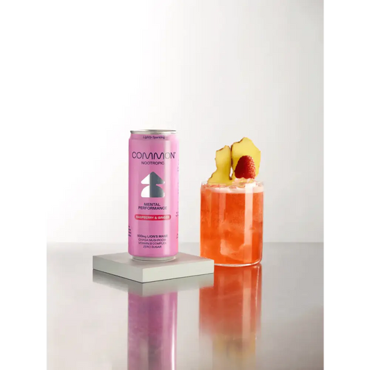 12 x COMMON 500mg Nootropic Raspberry & Ginger Sparkling Drink - 330ml - Nootropics & Supplements