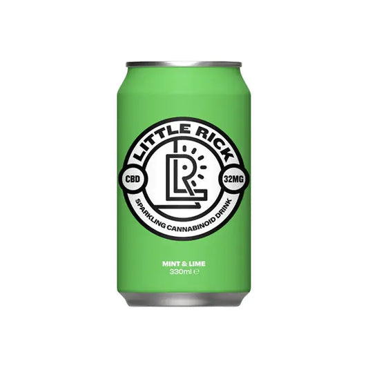 Green Little Rick mint and lime cannabis-infused sparkling drink can for relaxation