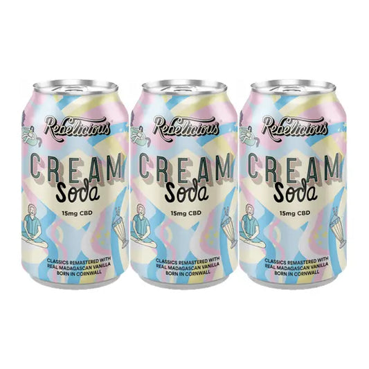 12 x Rebelicious 15mg CBD Cream Soda Sparkling Soft Drink - 330ml - CBD Products