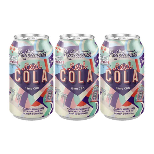 12 x Rebelicious 15mg CBD Real Cola Sparkling Soft Drink - 330ml - CBD Products