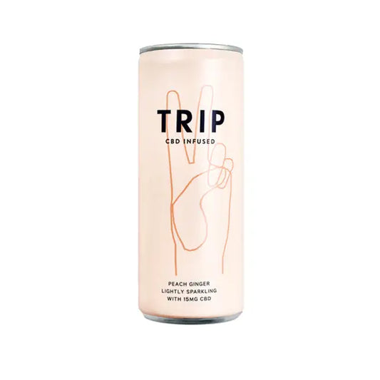 12 x TRIP Peach & Ginger CBD Infused Drink Cans, 15mg CBD per 250ml can