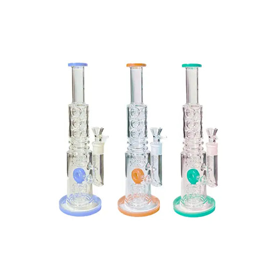 14’’ Large Glass Bong Mixed Colours -BG008 - GS1196 - Smoking Products