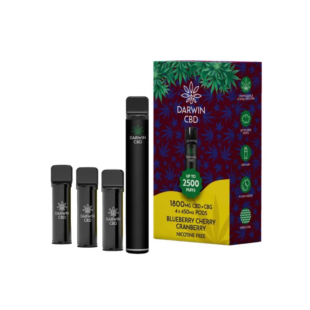 1800mg Darwin CBD + CBG 4 in 1 Pod Vape Kit 2500 Puffs - CBD Products