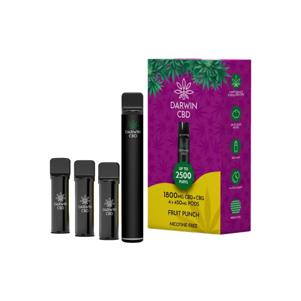 1800mg Darwin CBD + CBG 4 in 1 Pod Vape Kit 2500 Puffs - CBD Products