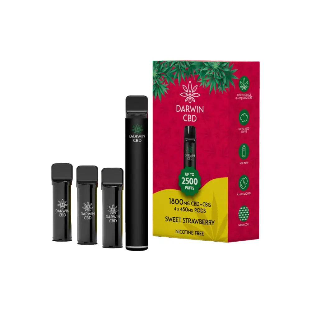 1800mg Darwin CBD + CBG 4 in 1 Pod Vape Kit 2500 Puffs - CBD Products