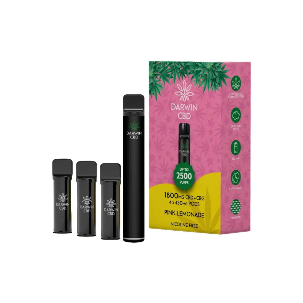 1800mg Darwin CBD + CBG 4 in 1 Pod Vape Kit 2500 Puffs - CBD Products