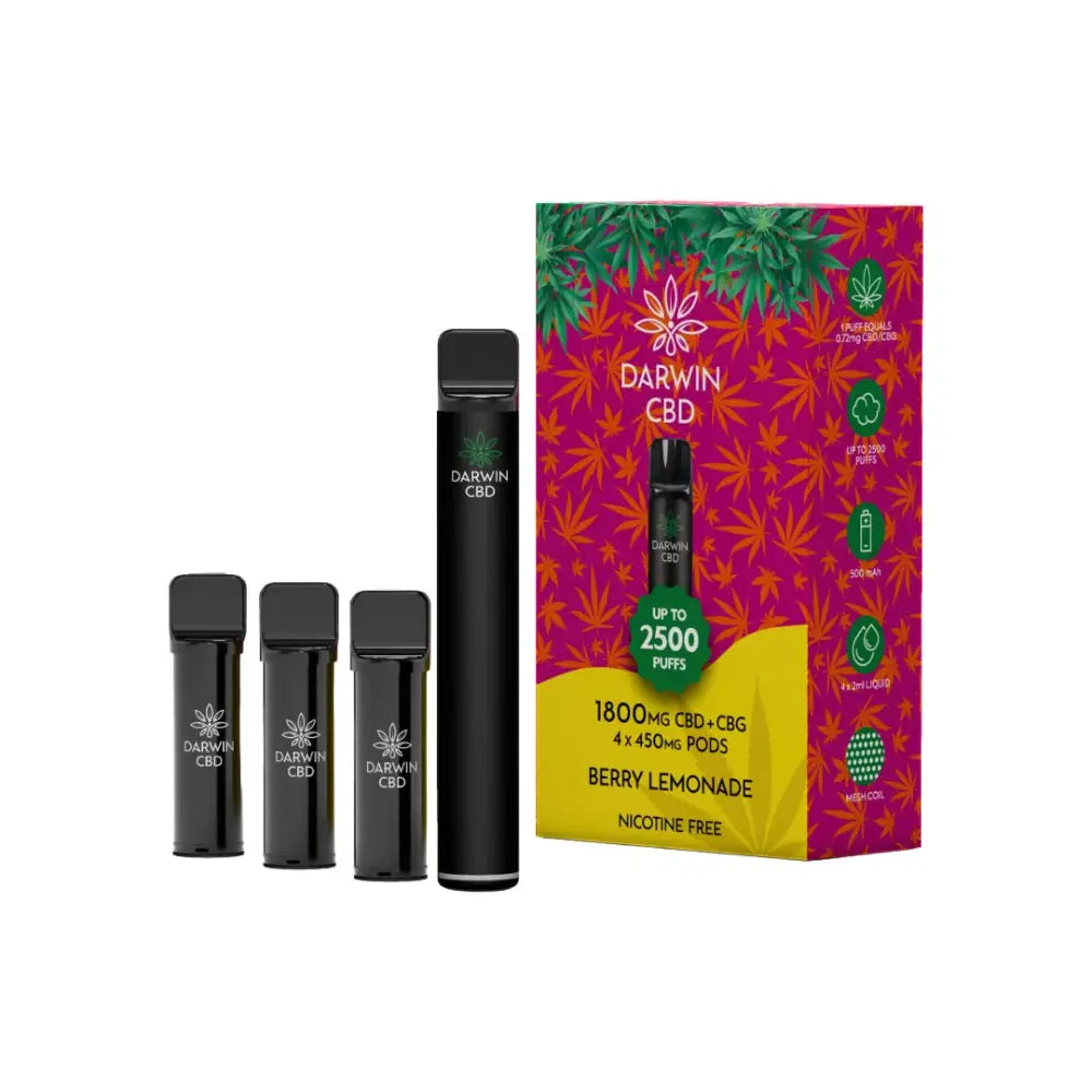 1800mg Darwin CBD + CBG 4 in 1 Pod Vape Kit 2500 Puffs - CBD Products