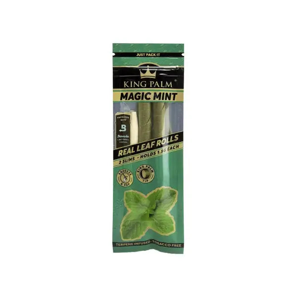 2 King Palm Flavoured Slim 1.5G Rolls - Magic Mint - Smoking Products