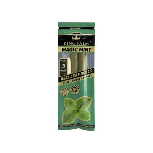 2 King Palm Flavoured Slim 1.5G Rolls - Magic Mint - Smoking Products