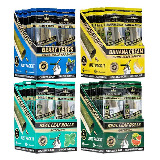 20 King Palm Flavoured Slim 1.5G Rolls - Display Pack - Berry Terps - Smoking Products
