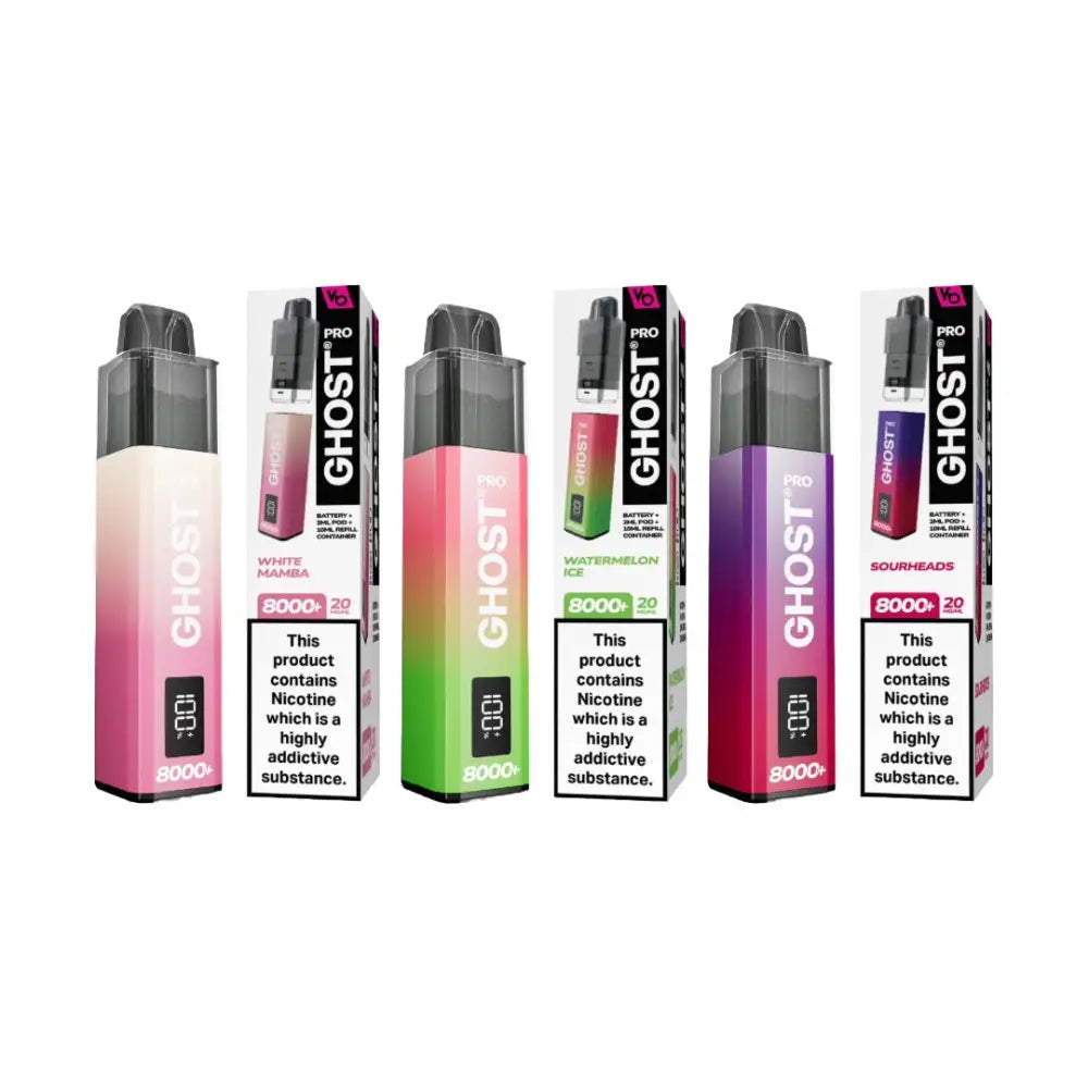 20mg Ghost Pro 8000 + By Vapes Bars Prefilled Pod Vape Kit - Banana Ice - Vaping Products