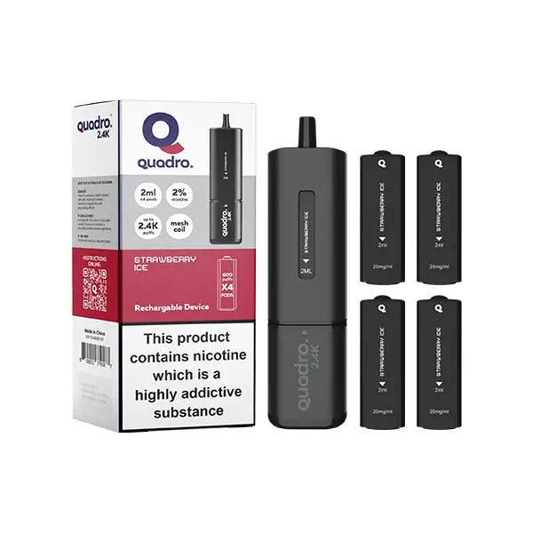 20mg Quadro 2.4K Pod Vape Kit Black Series 2400 Puffs - Vaping Products