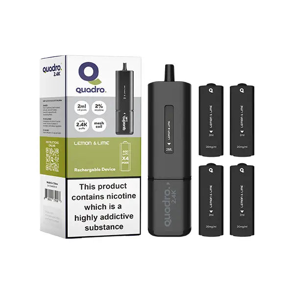 20mg Quadro 2.4K Pod Vape Kit Black Series 2400 Puffs - Vaping Products
