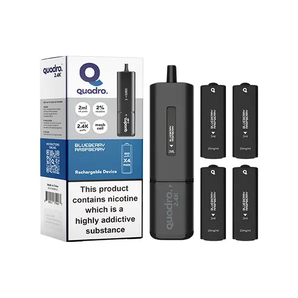 20mg Quadro 2.4K Pod Vape Kit Black Series 2400 Puffs Vaping Products