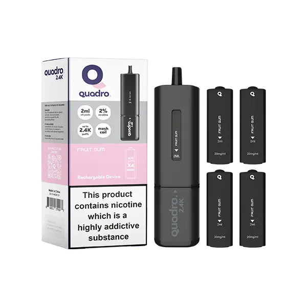 20mg Quadro 2.4K Pod Vape Kit Black Series 2400 Puffs - Vaping Products