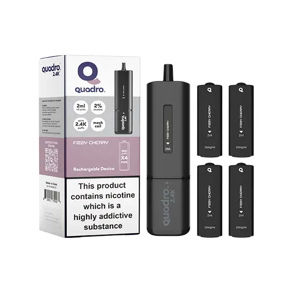 20mg Quadro 2.4K Pod Vape Kit Black Series 2400 Puffs - Vaping Products