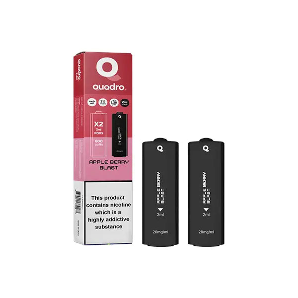 20mg Quadro 2.4k Replacement Pods - 2ml - Apple Berry Blast - Vaping Products